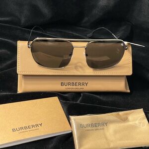 Burberry Holborn B-3117 1005/87 Sunglasses Men's Silver/Grey Square Shape 58-mm